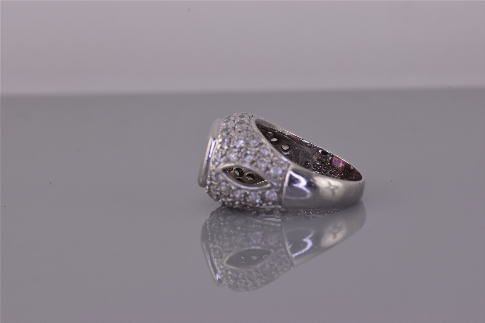 Ross Simon Sterling Silver Pink & White Cubic Zirconia Band Ring 925 Sz: 6