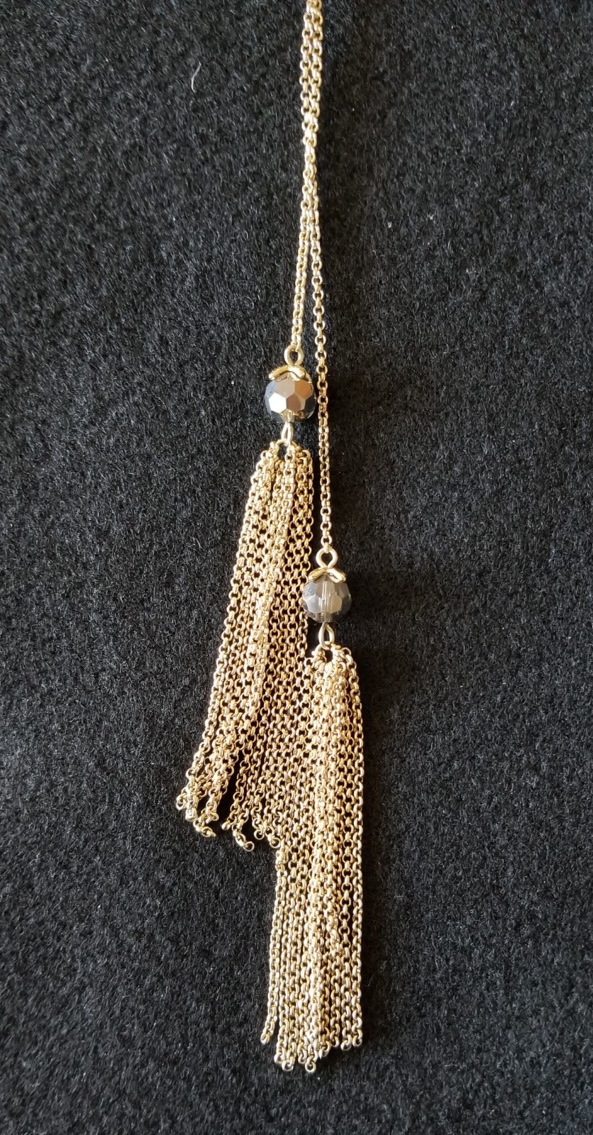 Loft Multi Strand Beaded Chain Tassel Gold Tone Layered Necklace