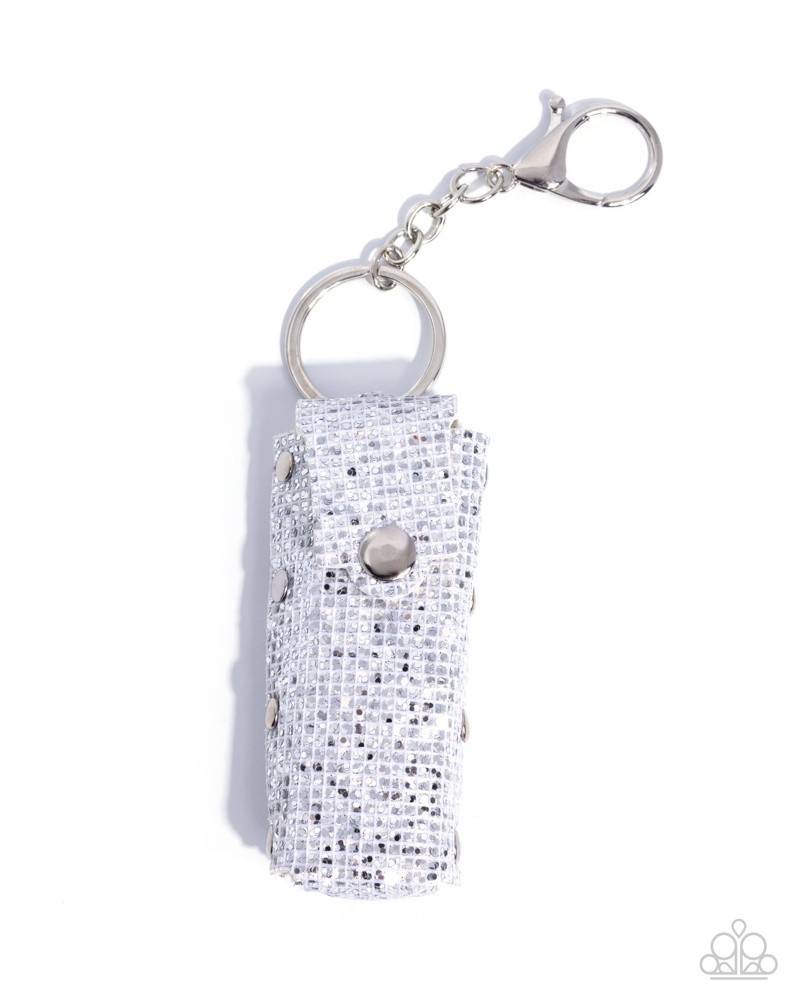 Paparazzi Disco Delight – Silver- Sequins – Snap Closure – Clasp – Bag Charm