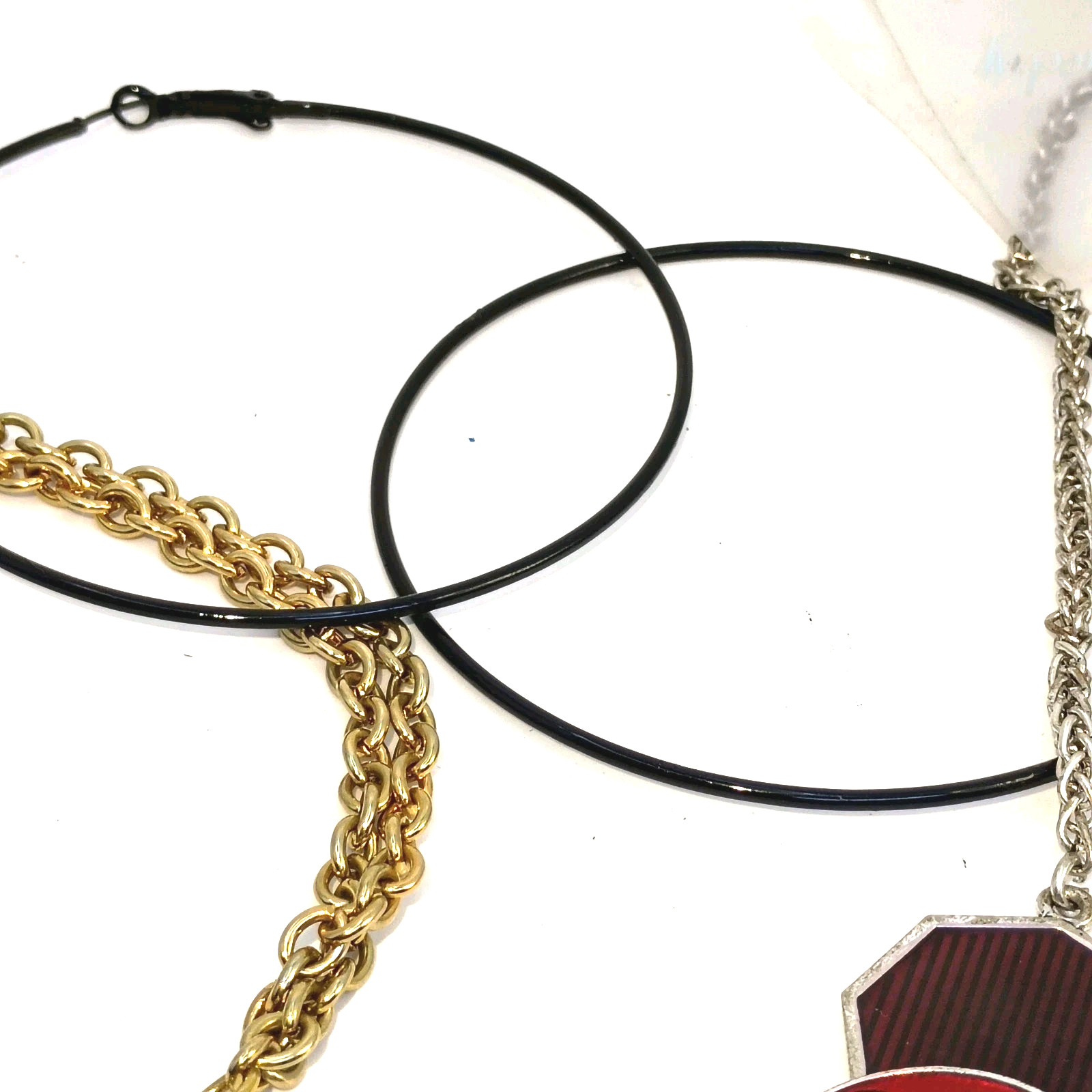 Red Black Statement Jewelry Lot Chunky Bib Necklace Geometric Boho RunwayGlam