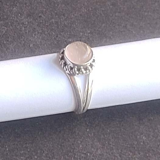 Natural Rose Quartz 925 Sterling Silver Handmade Dainty Ring All Size Available