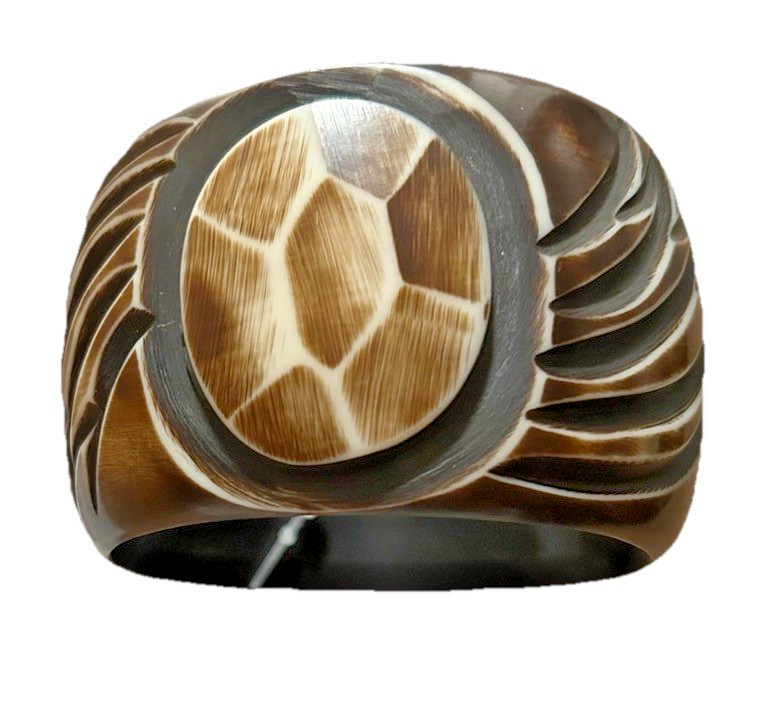 Antika Collection NWT 8” Brown Colored Wide Bangle Bracelet Etched/Textured