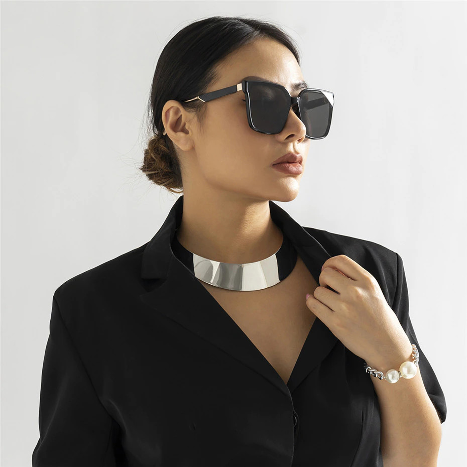 Chunky Collar Choker Wide Statement Necklace Fashion Jewelry