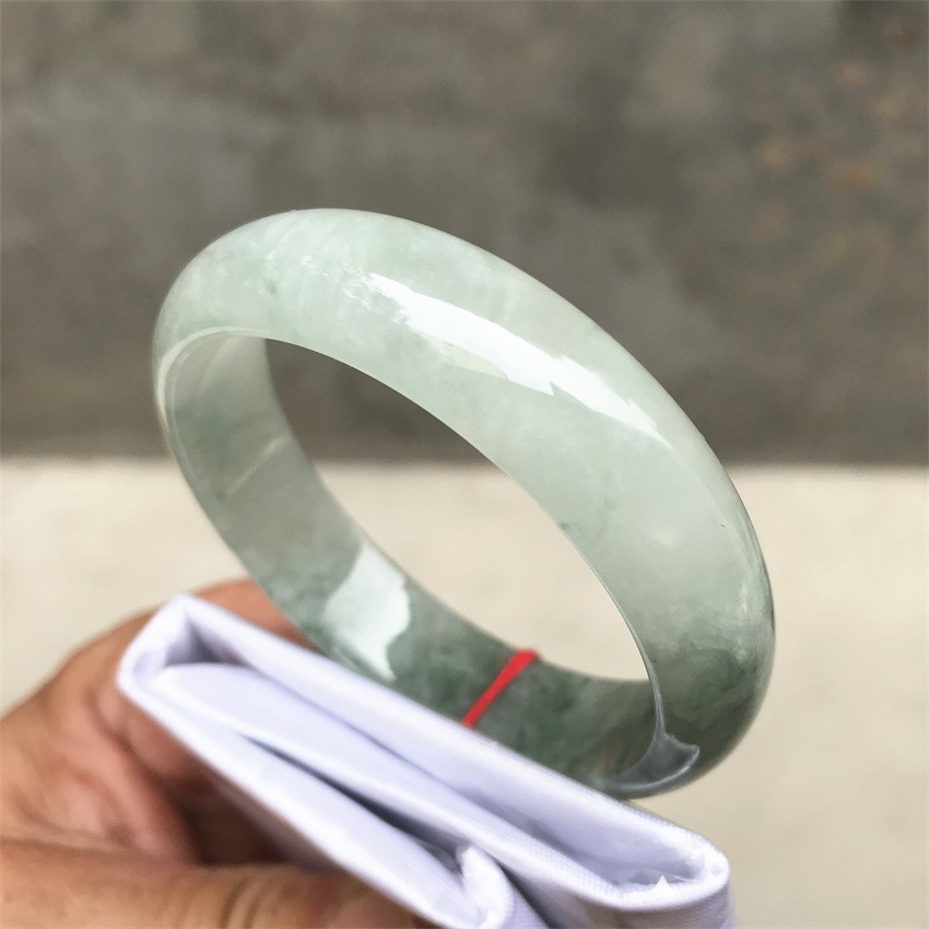 53MM Natural Ice Green Jadeite Jade Bracelet Burma Emerald Jade Bracelet