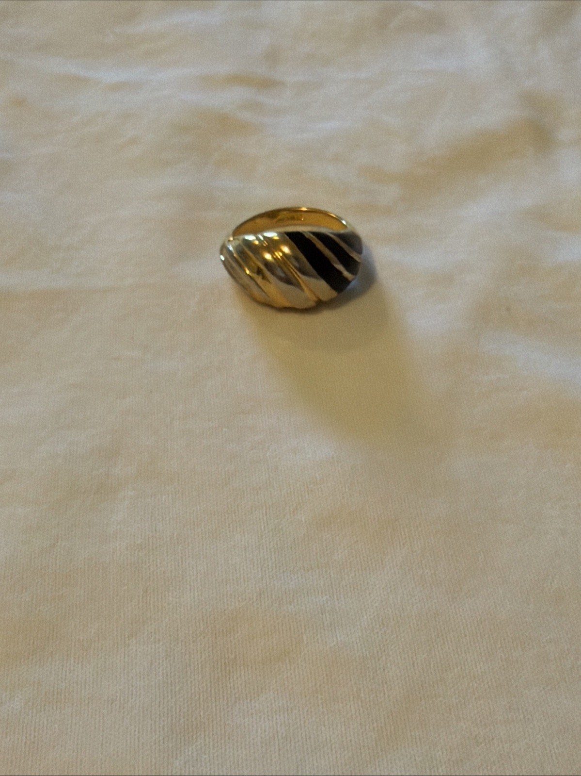 Steel Two Tone Gold Silver Ribbed Finger Pick Guitar Nail Ring Shell Claw Size 7