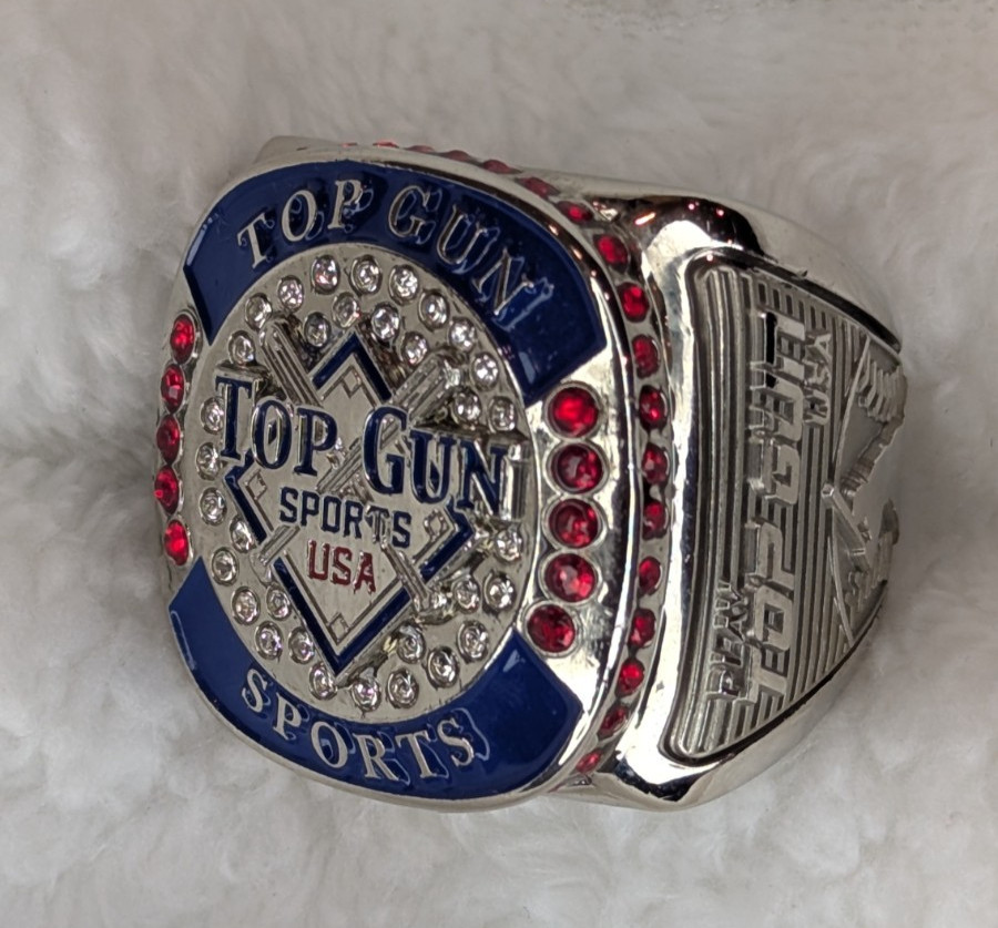 Top Gun Sports USA Championship Ring Baseball Softball Tournament Bling Silver