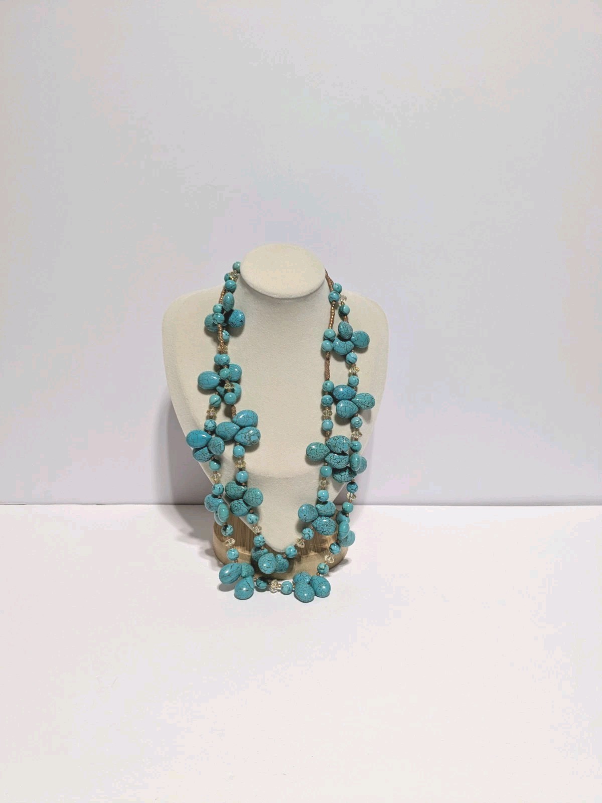 Layered Cluster Howlite Necklace With Multicolor Glass & Acrylic Beads. BOHO