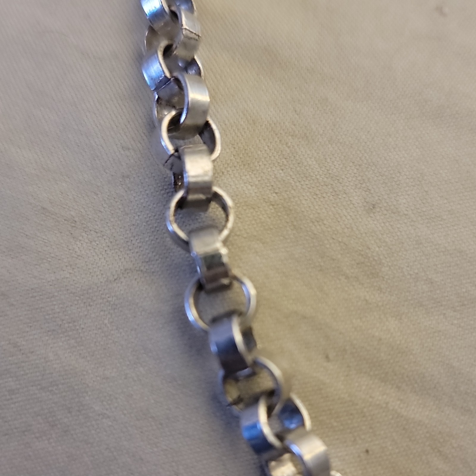Silver Tone Rolo Chain Necklace Spring Ring Clasp No Stone Metal 18″
