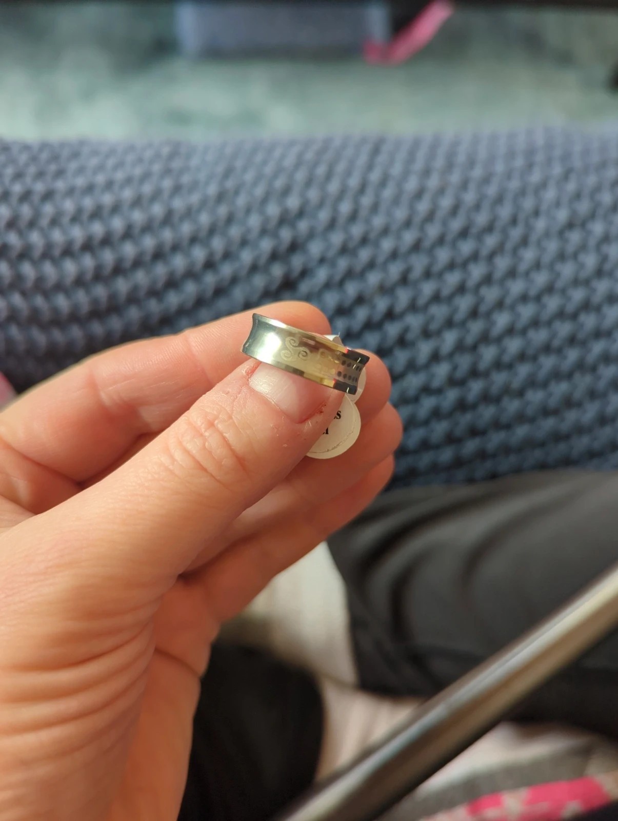Stainless steel concave etched ring UK R 1/2