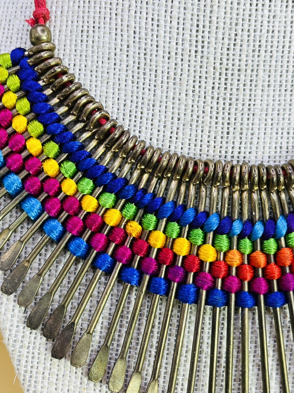 Multicolored Handmade Silk Thread Boho Ethnic Neck Chain te01