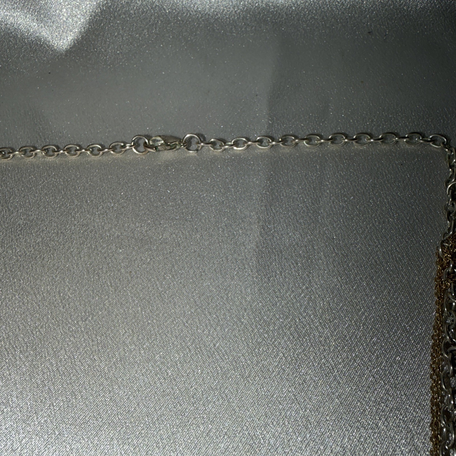Lea Sophia Silver tone Shimmer Necklace With Silver Beads& Dangles 34 In Long