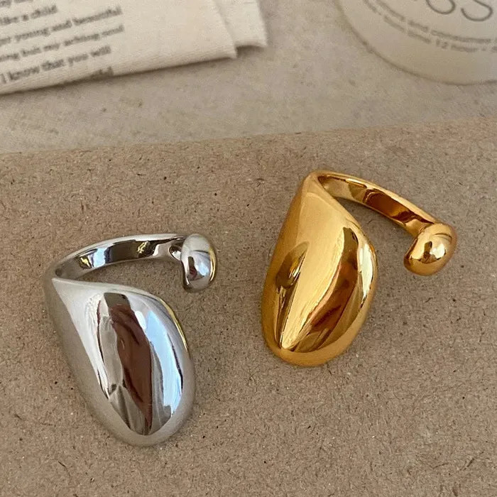 Adjustable Glossy Waterdrop Minimalist Mood Tracker Ring for Women Gift