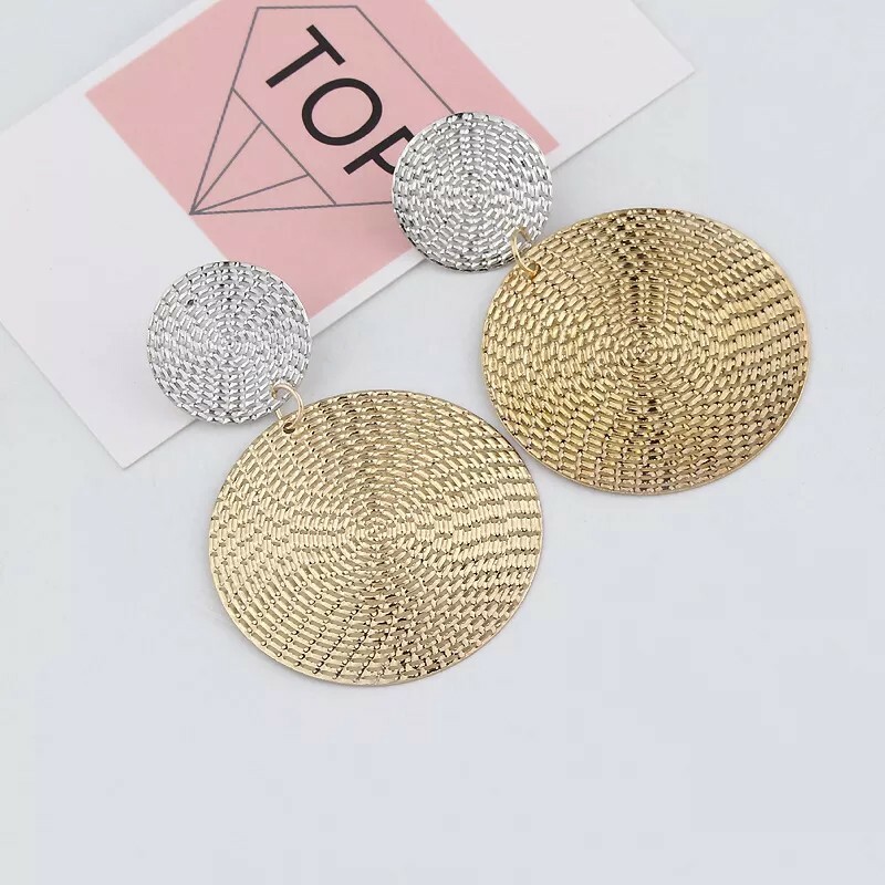 Fashion Pendant Size Round Circle Earrings Female Temperament Personality Color