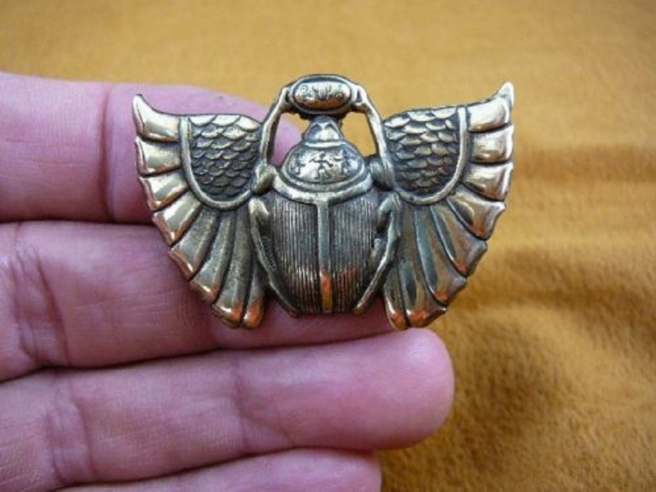 (B-BUG-251) Scarab beetle love bugs WINGS entomology Egyptian pin pendant brooch