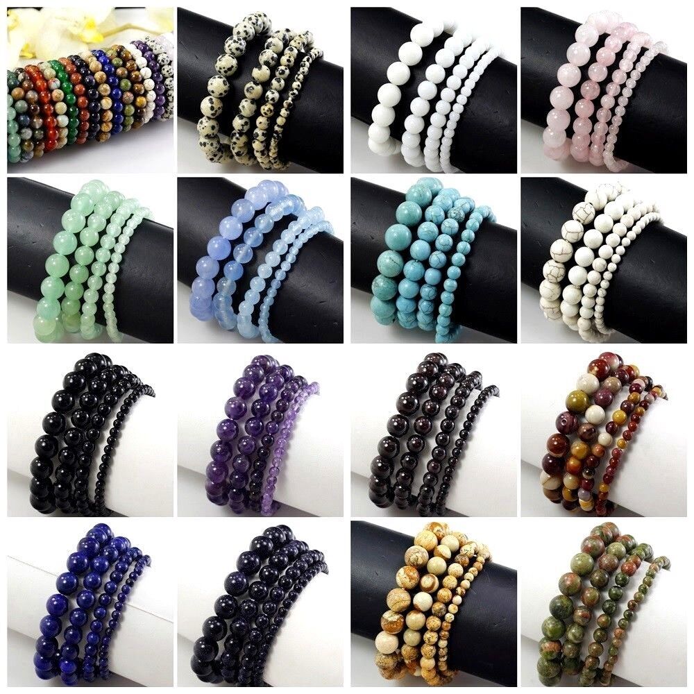 Wholesale Gemstone Bracelet Balance Elastic Stretch 4mm 6mm 8mm 10mm 12mm 7.5″