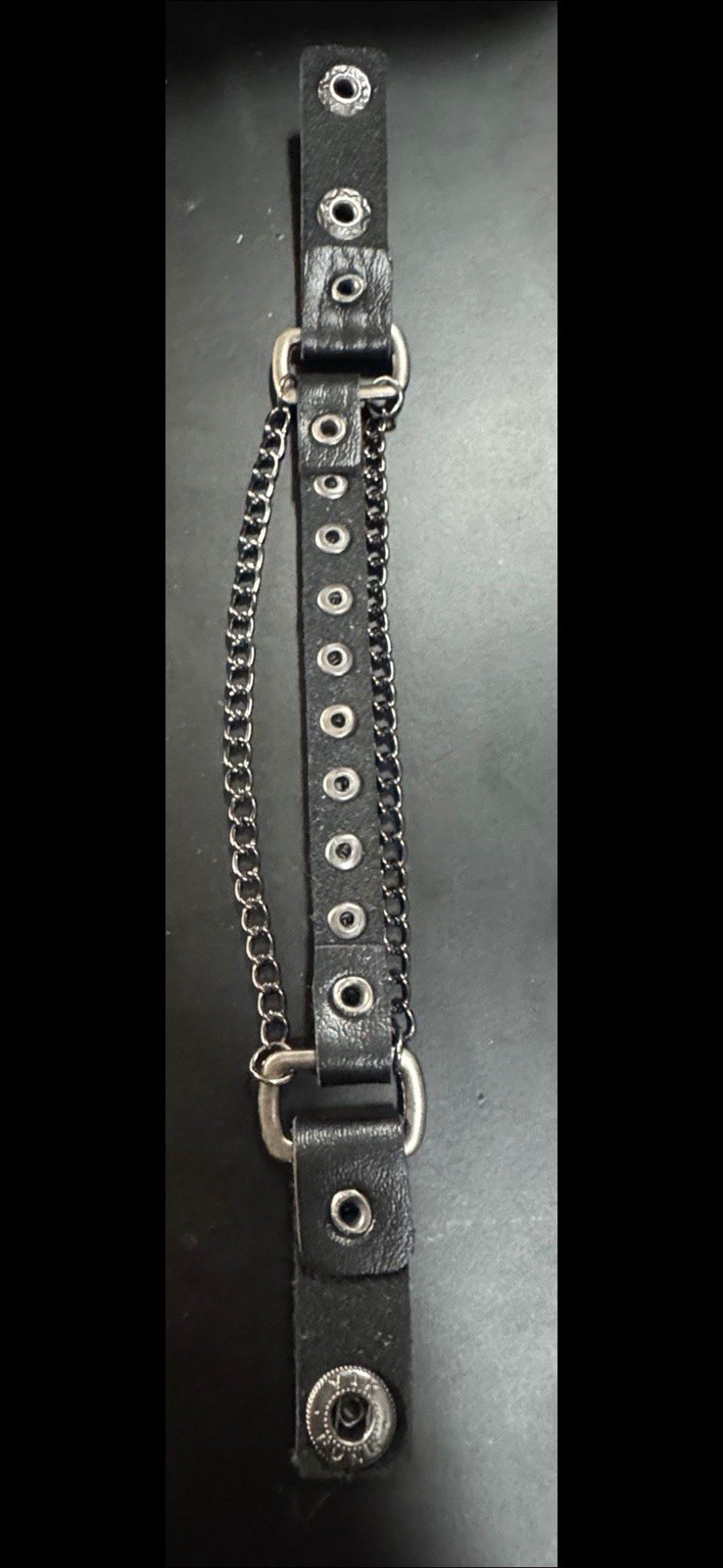 Black Leather Punk Goth Biker Emo Studded Cuff Bracelets With Stars & Chains