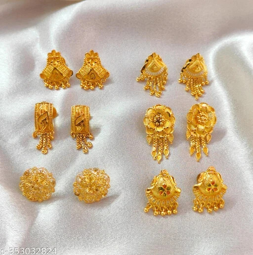 south Indian Gold Plated Earring_Combo For Women’s/Girls Pack Of 6 free shipping