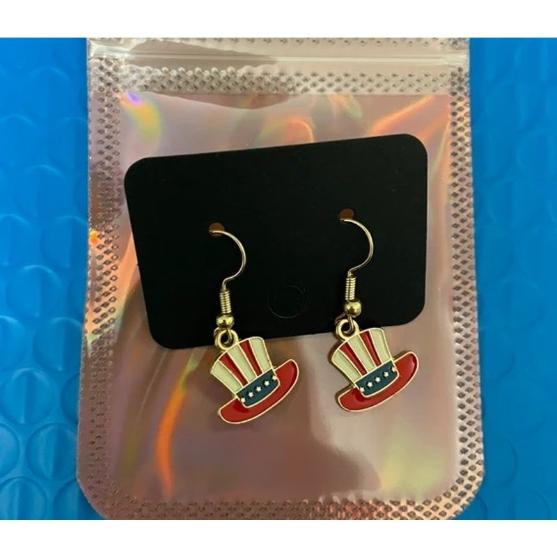 New Patriotic Red White and Blue Dangle Earrings