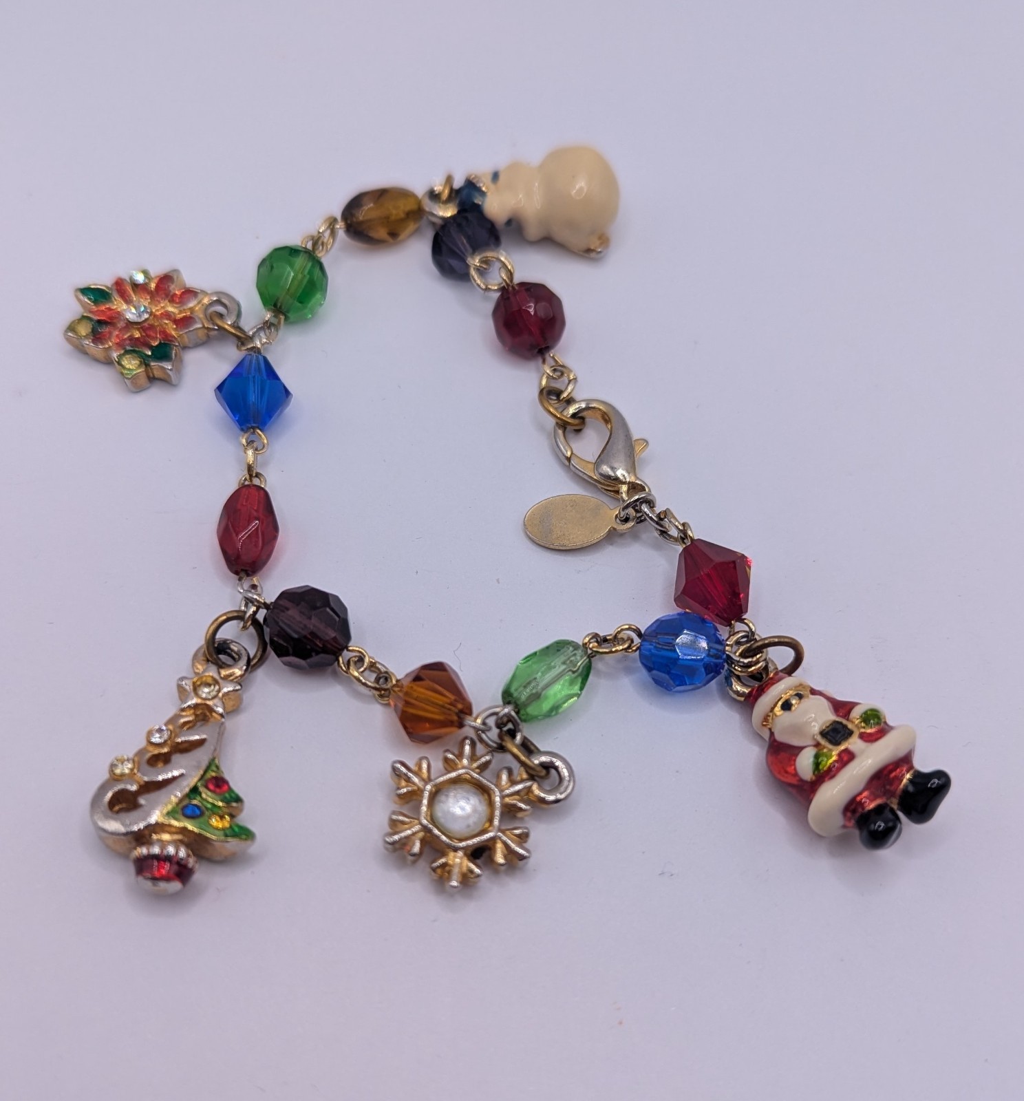 Christopher Radko Christmas Charm Bracelet with Glass Beads, Multicolor