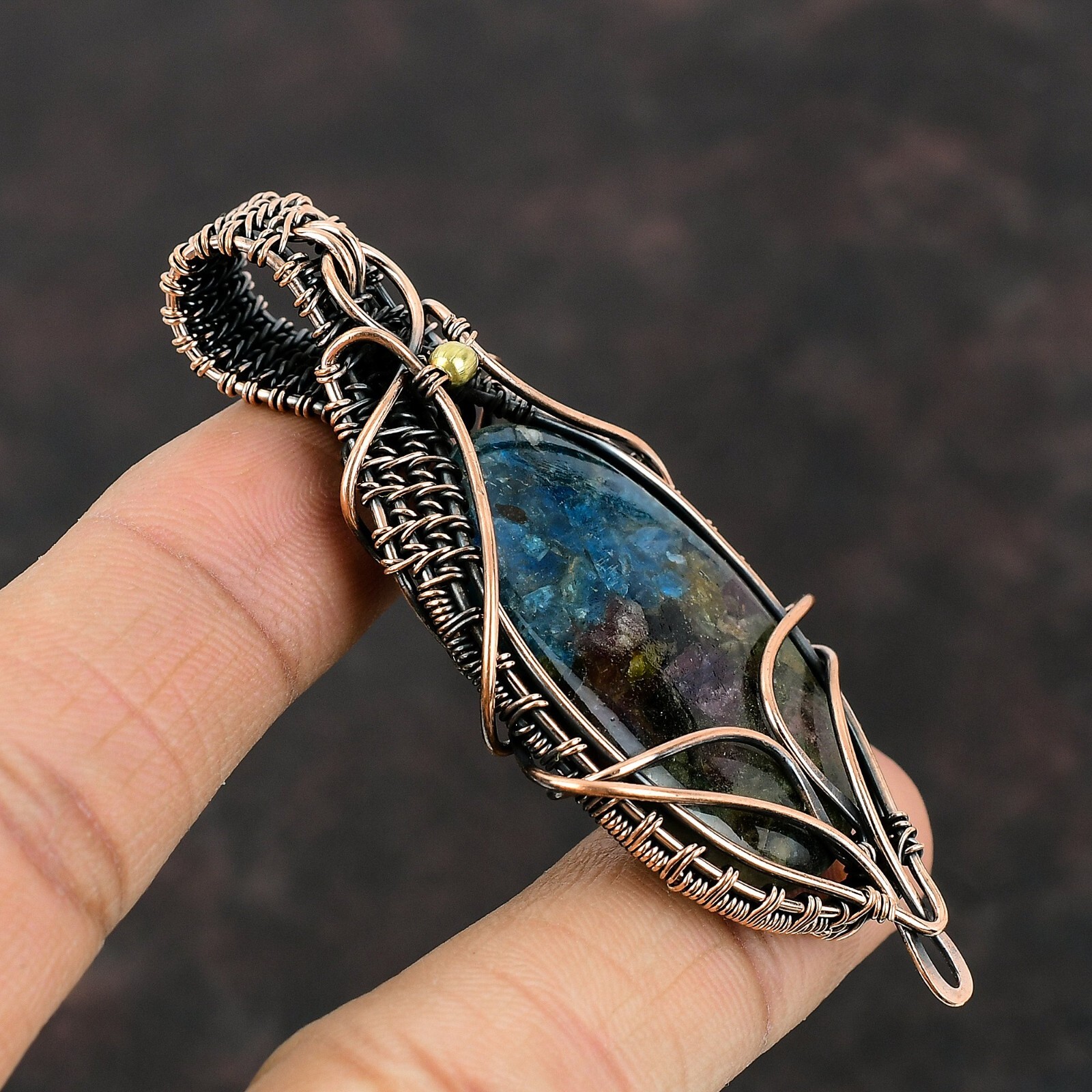 Watermelon Tourmaline Copper Gift For Bridesmaid Wire Wrapped Pendant 2.95″