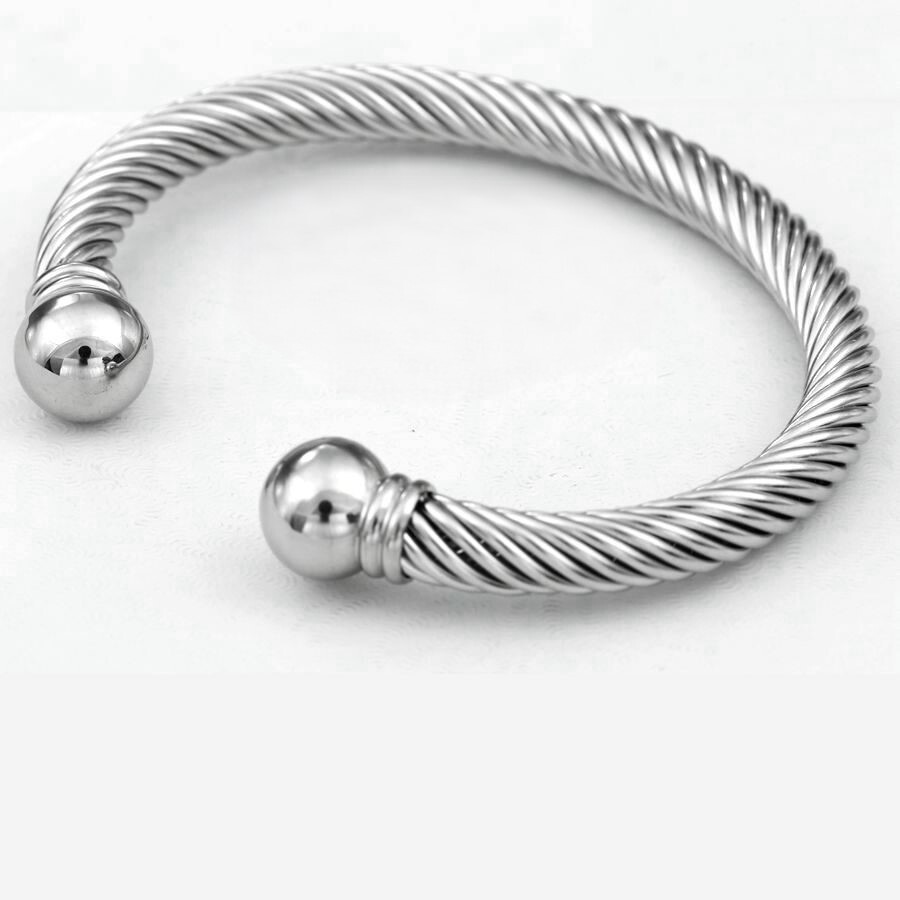 DG Men’s Stainless-Steel 7″Adjustable Round Cuff Cable.Bracelet High Polish*Box
