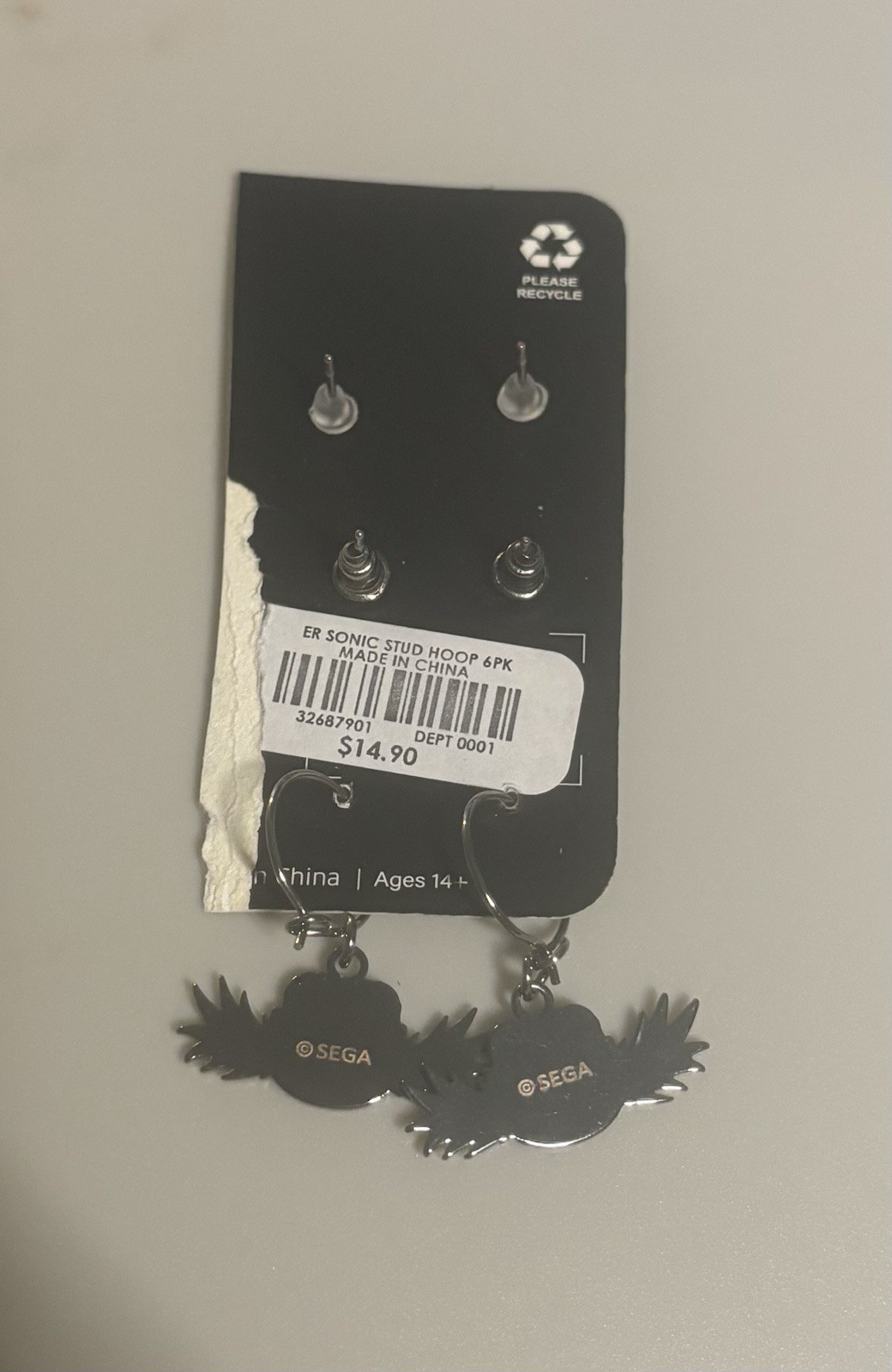 Sonic the Hedgehog character earrings 3 Pairs