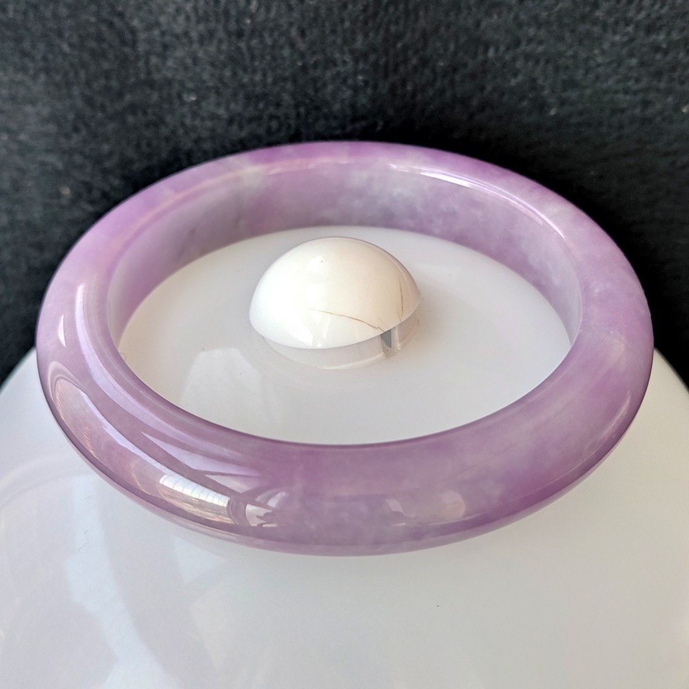 Certified Grade A 62mm Lavender Natural Burma Jade jadeite Bangle Bracelet 0442