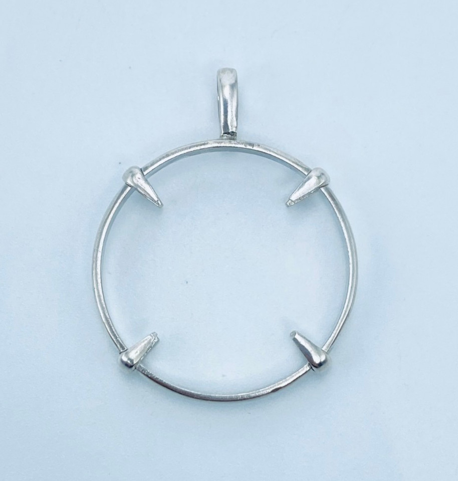 925 Solid Sterling Silver Round Pendant Blank Bezel Holder Coin Handmade