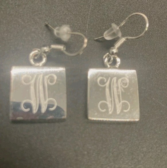 Laser Cut W Silver Earrings 9 grams1 1/4 drop, silver square is 5/8 inch &…