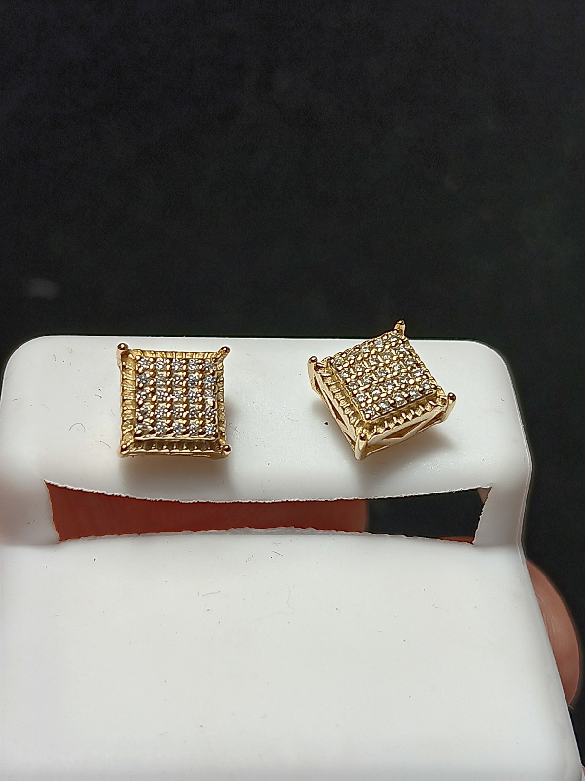 Brand New 14k Gold Filled Brass VVS Cz Squared Screw Back Earrings (Unisex)
