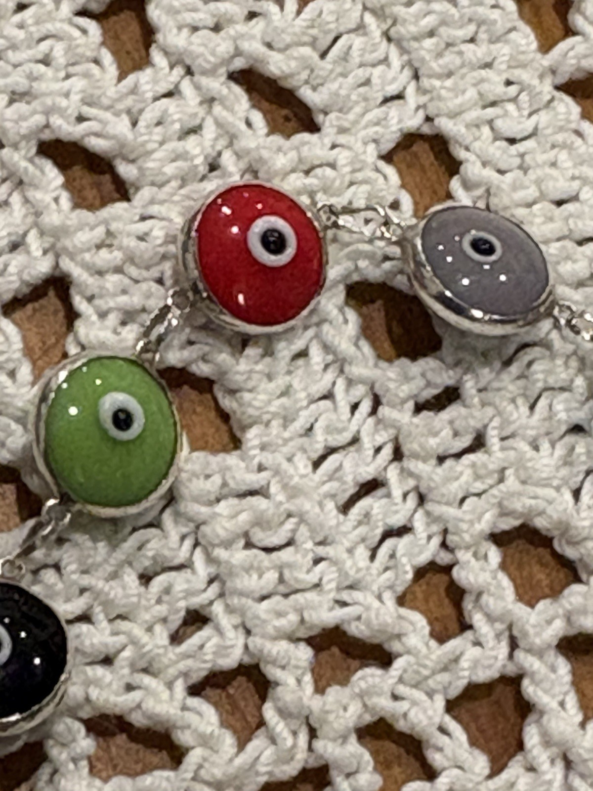 Multi Color Evil Eye Good Luck Bracelet Real 925 Sterling Silver 7.5 Inches