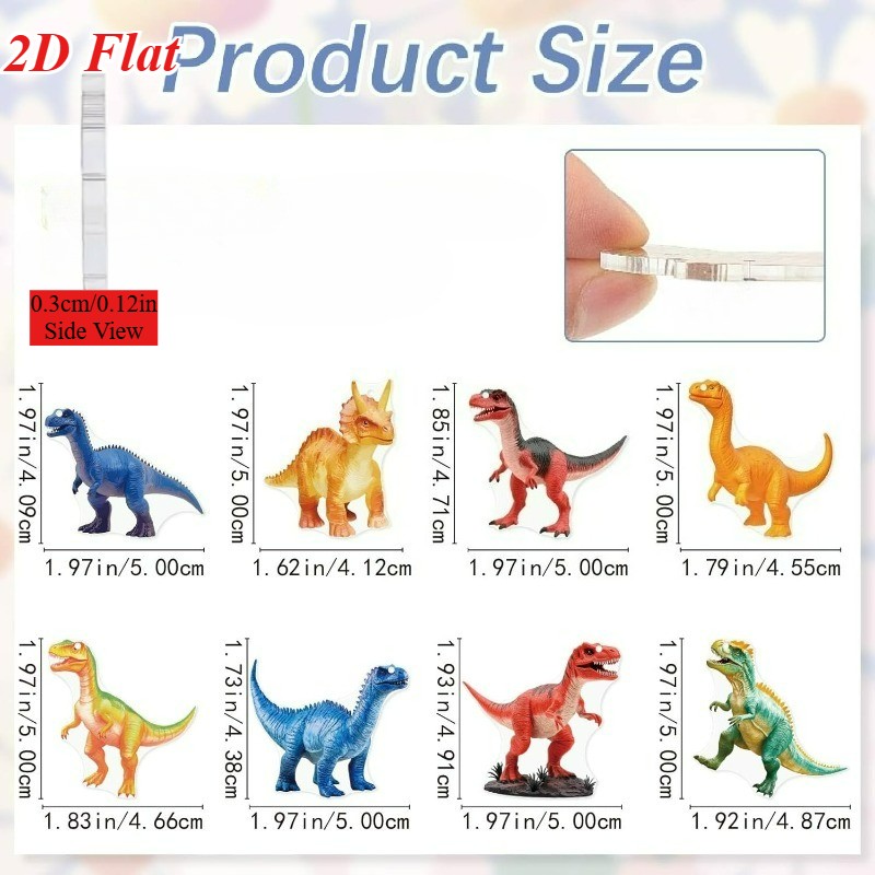 8 Pairs of Colorful Dinosaur Acrylic Pendant Earrings, Animal Earrings