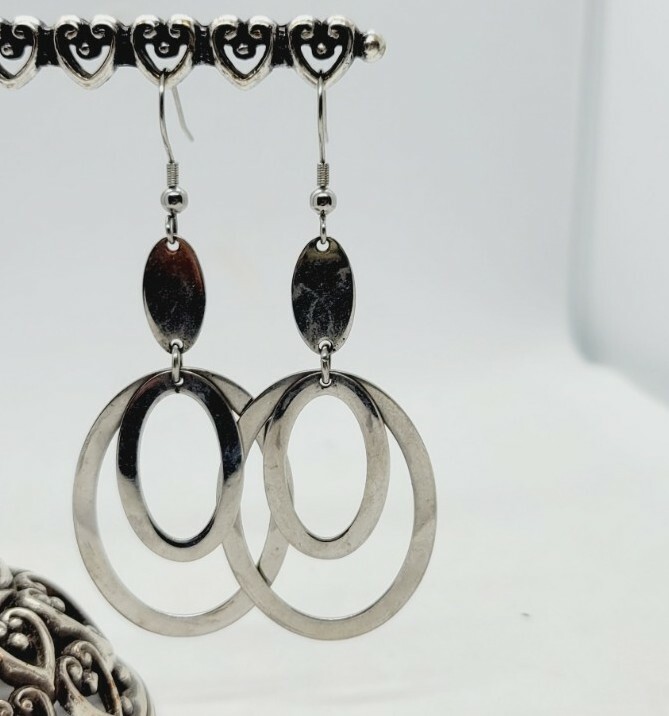 Chisel Stainless Steel Oval Dangle Chandelier Earrings Fashion Jewelry Women