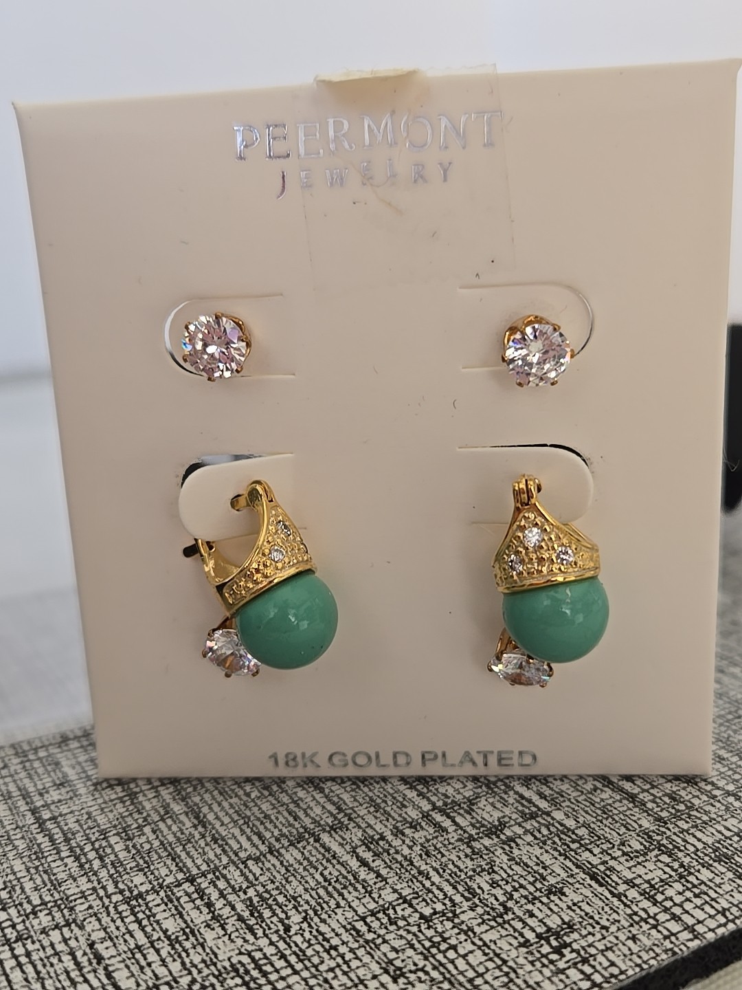 Peermont Jewelry 18k Gold Plated Stud Earrings Set(3 Pairs Of Earrings) New
