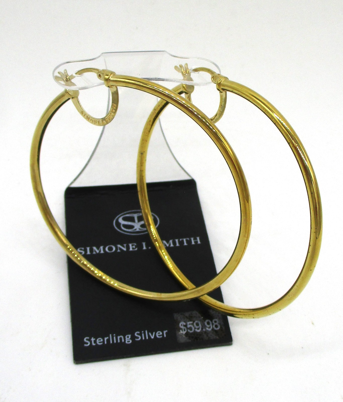 Simone L Smith Sterling Silver Gold Tone High Polished Round Hoop Earrings