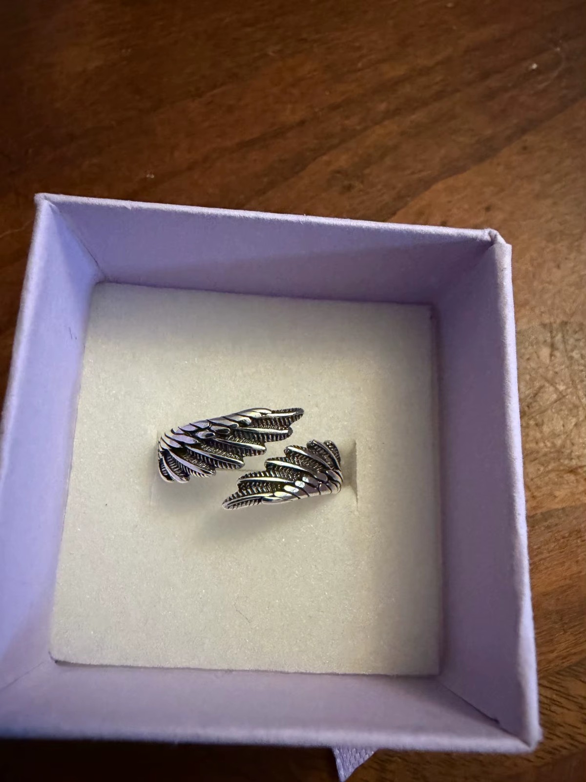 1 Pcs of 925 Sterling Silver Angel Wing Feather Adjustable Ring Wedding Jewelry