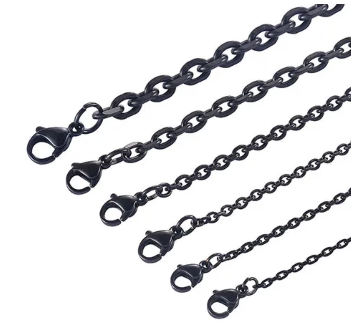 Black Plated Stainless Steel Link Chain 1.6mm (14-30 In)