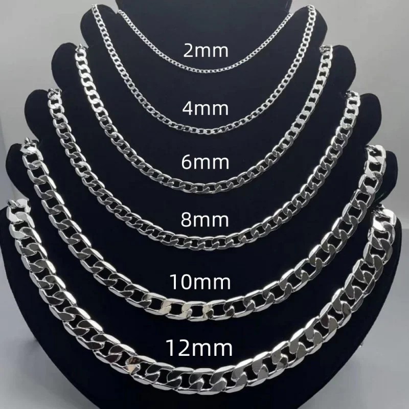 Hot 925 Sterling Solid Silver Sideways Chain Women Men Necklace Jewelry Gift