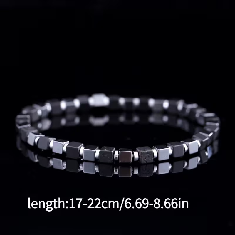 Genuine Hematite Protection Stretch Bracelet Healing Energy Balance Men Bracelet