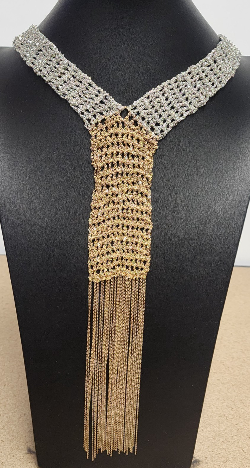 Zara Mesh Tassel Y Drop Necklace 30″