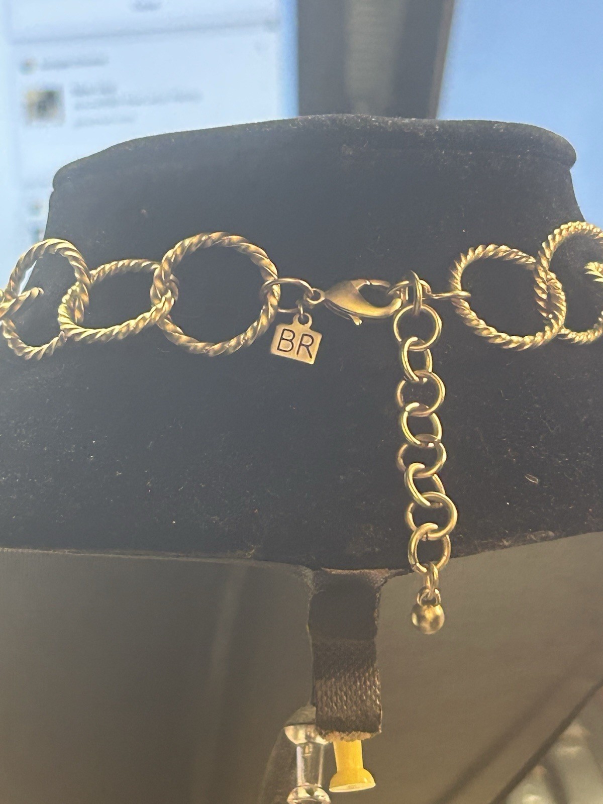 Banana Republic Double Link Statement Necklace Brushed Gold Textured Chain 18″