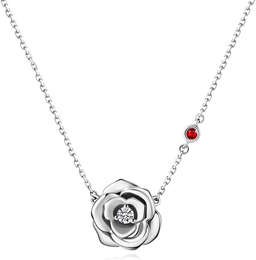Sterling Silver CZ Stone Flower Pendant Necklace Jewelry Gift For Women – 18″