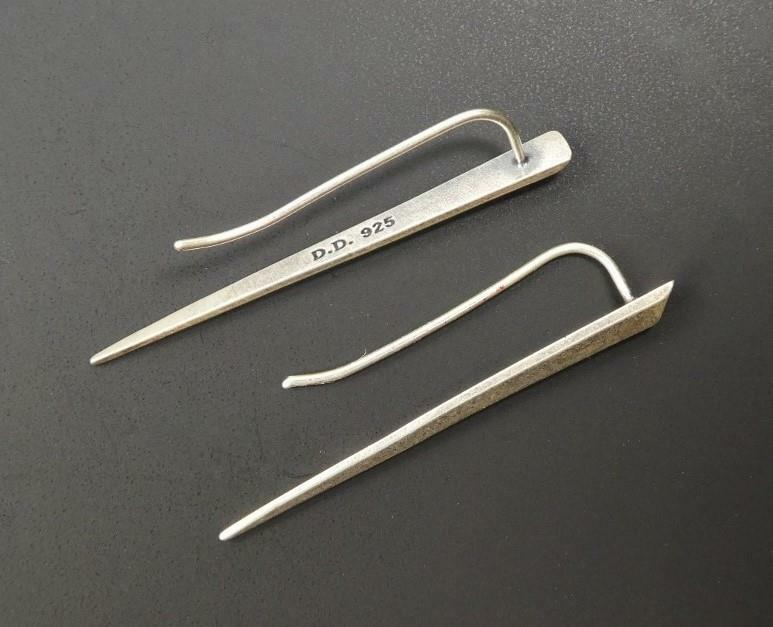Handmade Sterling Silver Long Pointed 3D Spike Earrings Ear Crawler Climbers