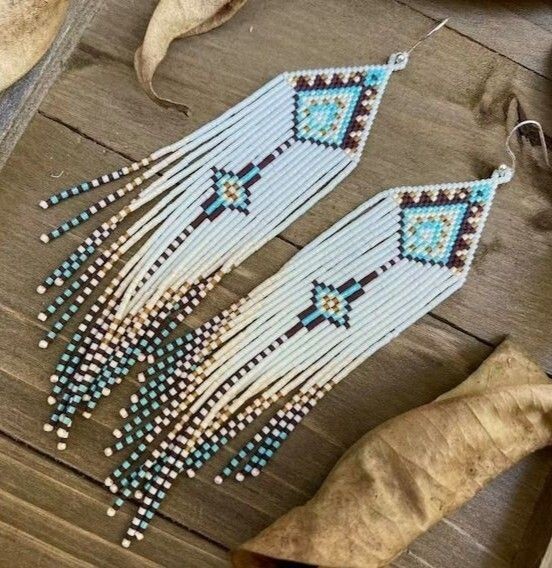 Tribal Earrings Native Large Boho American Seed Beads Handmade Earring