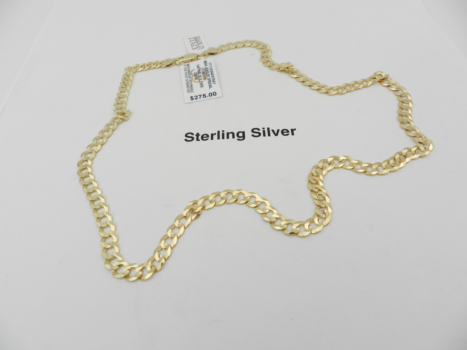 Macy’s Concave Curb Link 20″ Chain Necklace in 14k Gold-Plated Sterling Silver