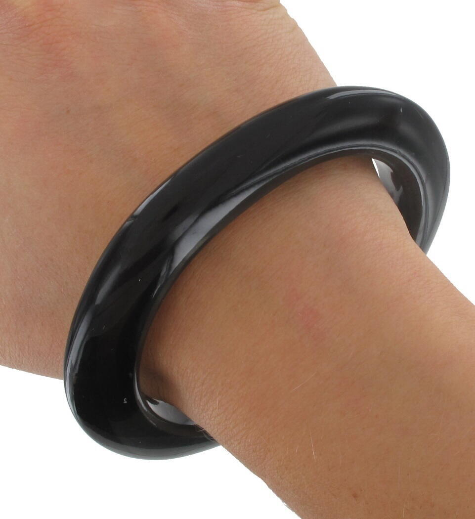 Made in Italy Oval Lucite Smoke Black Bangle Bracelet Ladies Junior Size