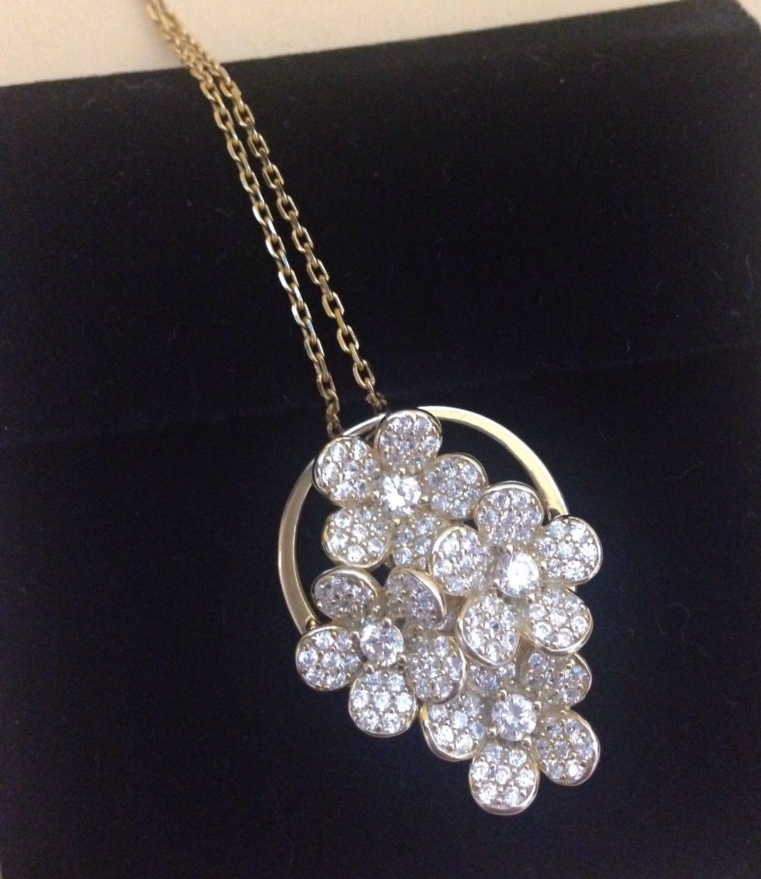 $595 Cubic Zerconia Yellow Flowers Pendant/Ring by Maya Caroleena