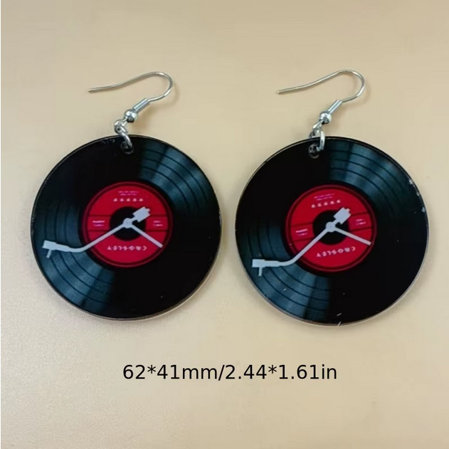 Vinyl Record Dangle Earrings New