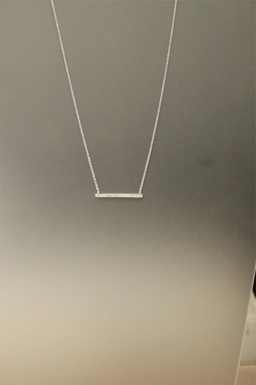 14K White Gold & CZ Bar Thin Necklace 17″ 2 grams (NEC5771)