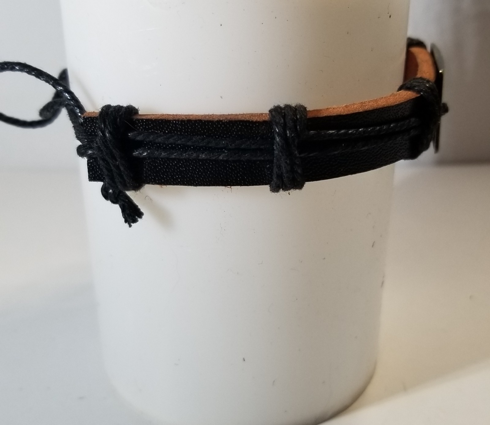 Marijuana Leaf Adjustable Bracelet. Unisex Weed Leaf Black Leather